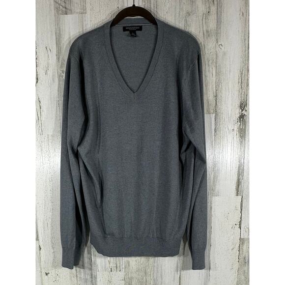 Banana Republic Mens Sweater Size Large Luxury Silk Cashmere Blend Gray Vneck